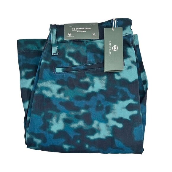 AG Goldschmeid Mens Blue Camo Stretch Pockets Chino Bermuda Shorts Sz 33 New - Picture 4 of 8